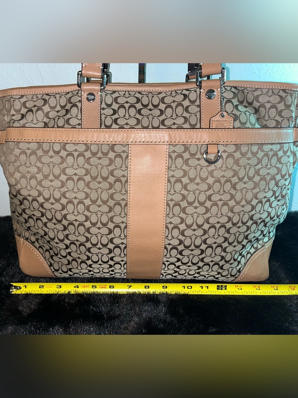 Coach Brown and Beige Signature Canvas Tote - Picture 5 of 14